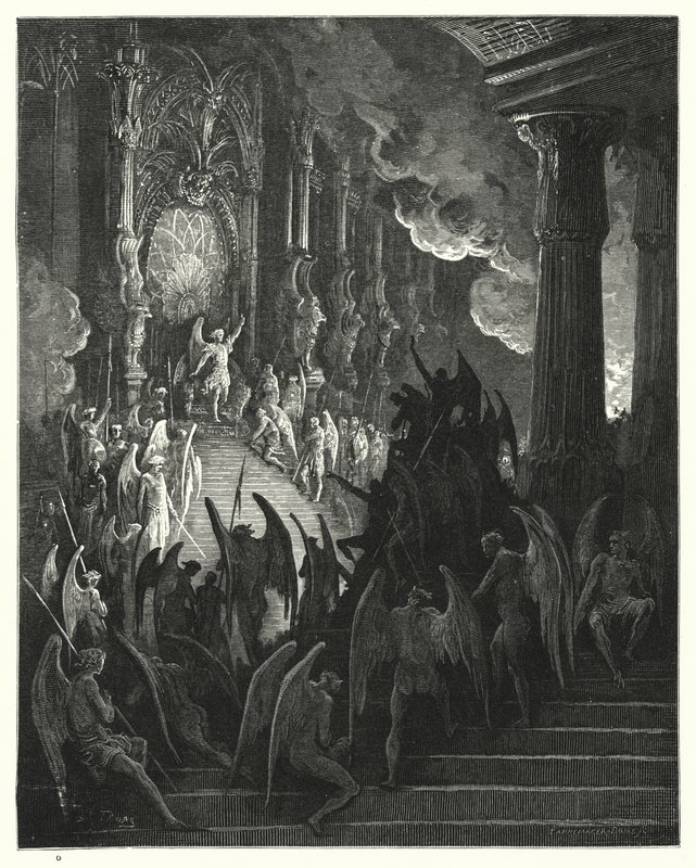 Ilustrace Gustava Dorea pro Miltonův Ztracený ráj, kniha I, řádky 1, 2 od Gustave Dore