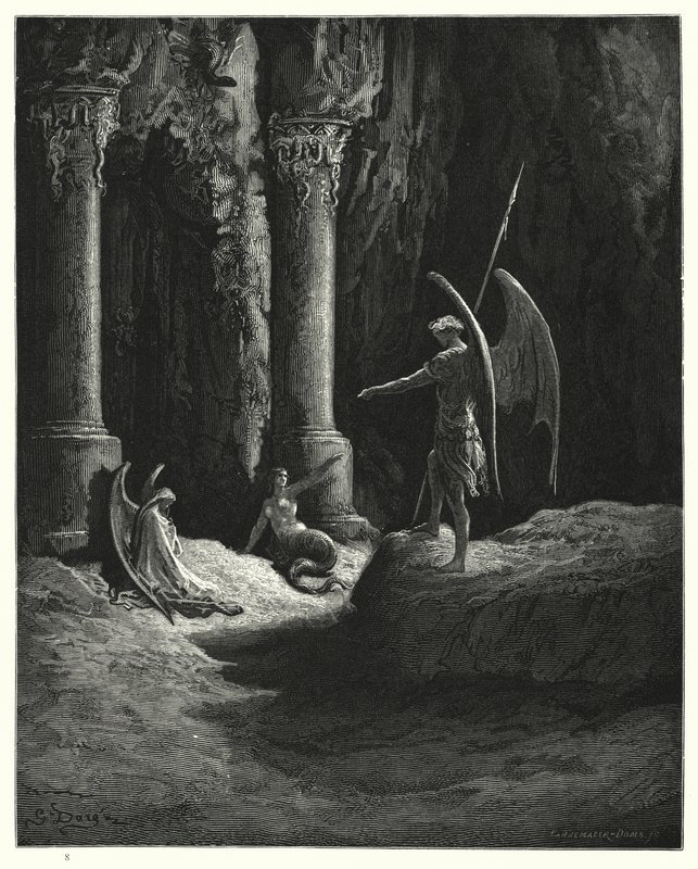 Ilustrace Gustave Dore pro Miltons Paradise Lost, kniha II, řádky 648, 649 od Gustave Dore