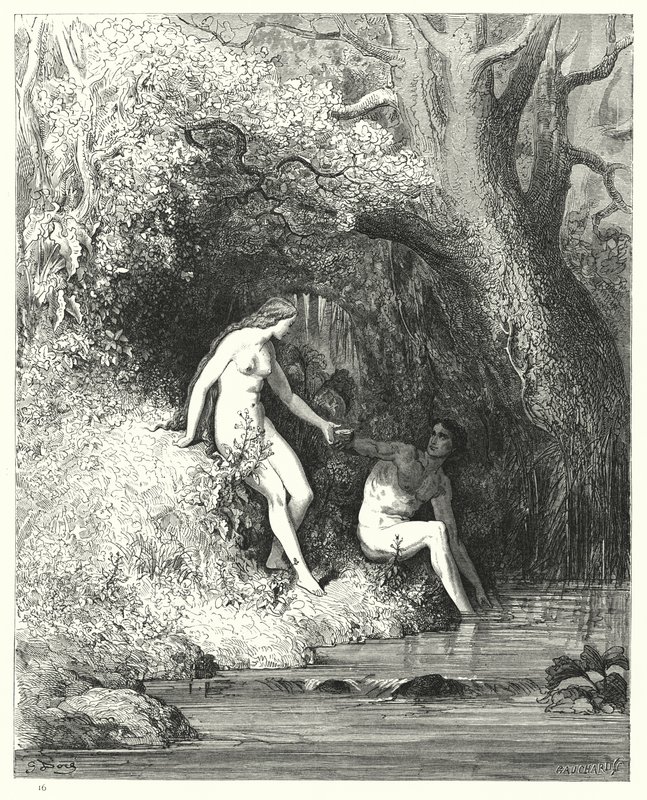 Ilustrace Gustave Dore pro Miltons Paradise Lost, kniha IV, řádky 335, 336 od Gustave Dore