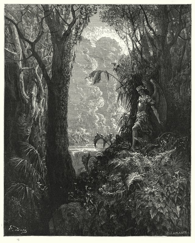 Ilustrace Gustava Dorea pro Miltons Paradise Lost, kniha IV, řádek 247 od Gustave Dore