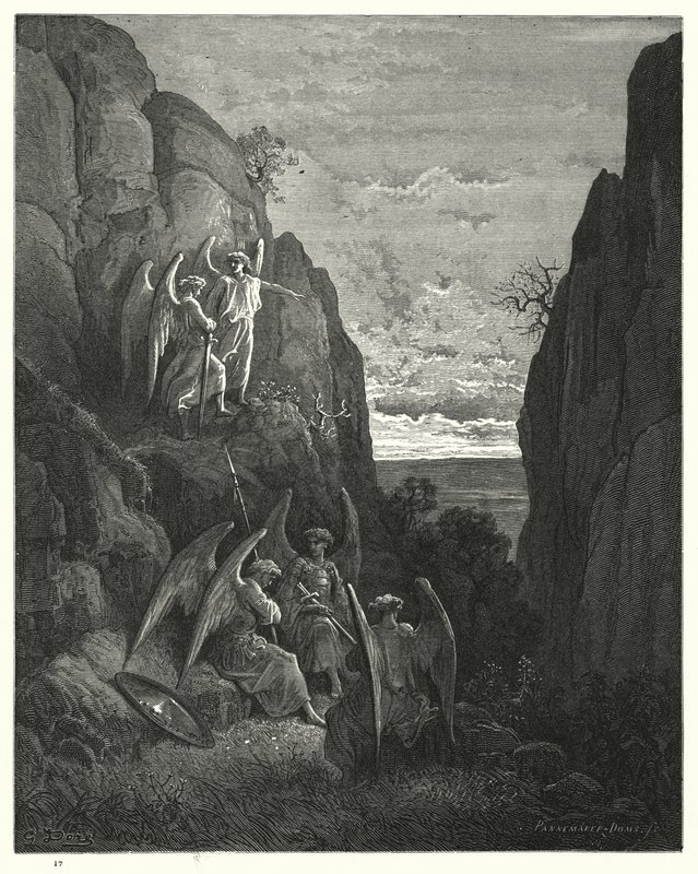 Ilustrace Gustave Dore pro Miltons Paradise Lost, kniha IV, řádky 589, 590 od Gustave Dore