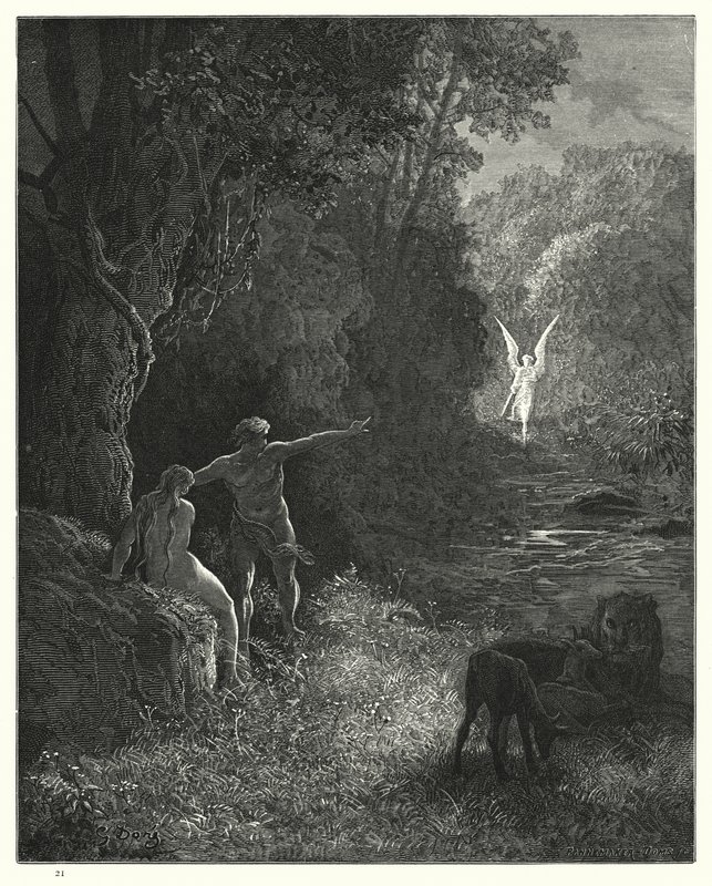 Ilustrace Gustave Dore pro Miltons Paradise Lost, kniha V, řádky 309, 310 od Gustave Dore