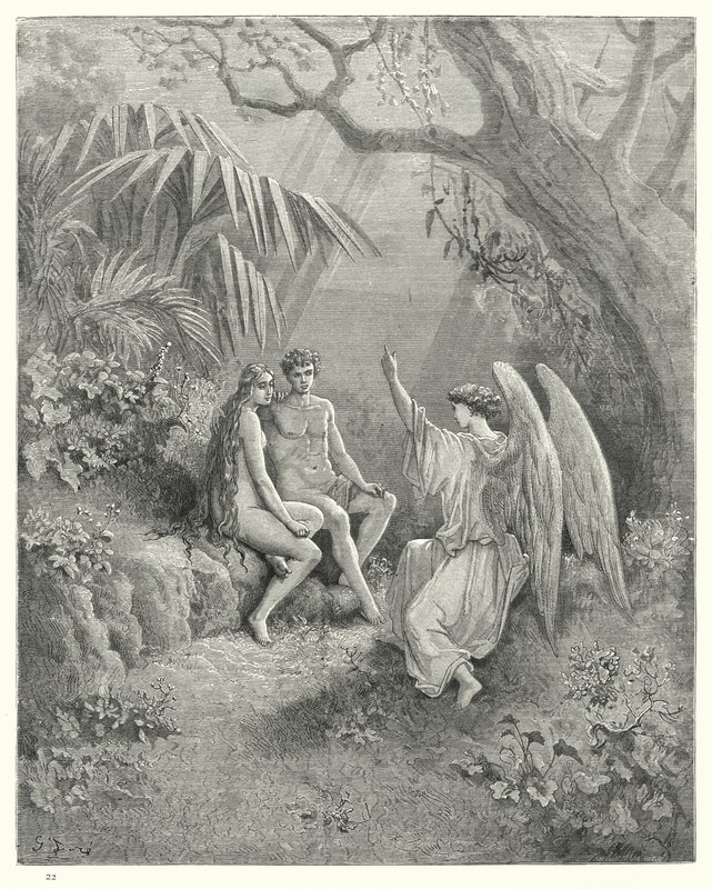 Ilustrace Gustave Dore pro Miltons Paradise Lost, kniha V, řádky 468-470 od Gustave Dore