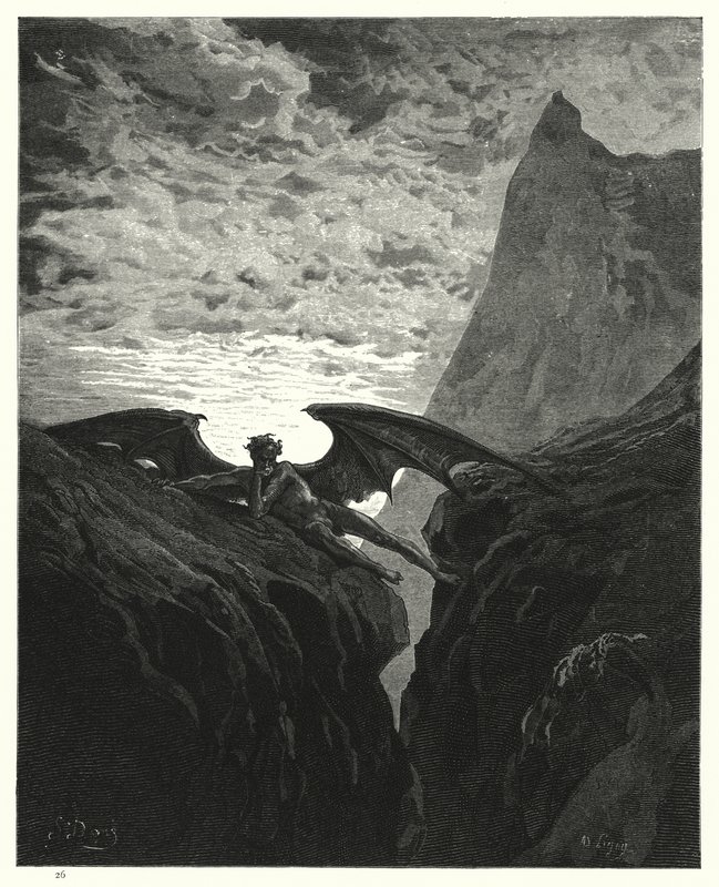 Ilustrace Gustave Dore pro Miltons Paradise Lost, kniha VI, řádek 406 od Gustave Dore