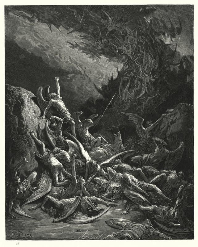 Ilustrace Gustava Dorea pro Miltons Paradise Lost, kniha VI, řádek 871 od Gustave Dore