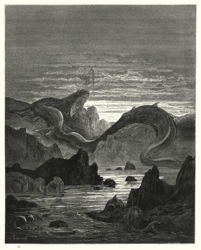 Ilustrace Gustava Dorea pro Miltons Paradise Lost, kniha VII, řádky 415, 416 od Gustave Dore