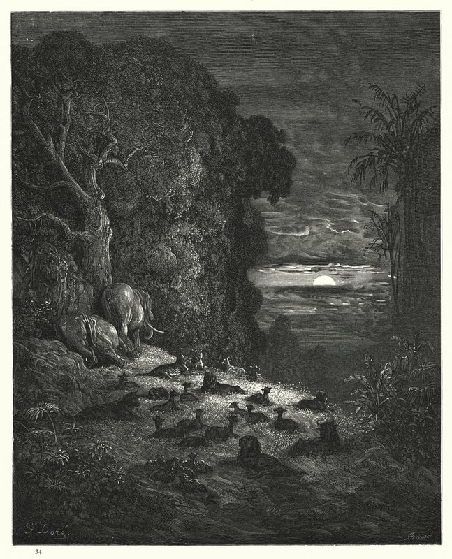 Ilustrace Gustave Dore pro Miltons Paradise Lost, kniha VII, řádky 581, 582 od Gustave Dore