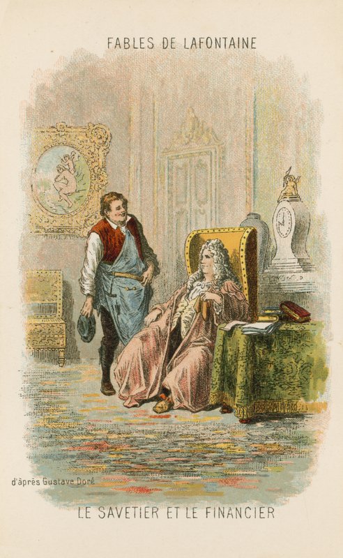 Švec a finančník (chromolitho) od Gustave Dore