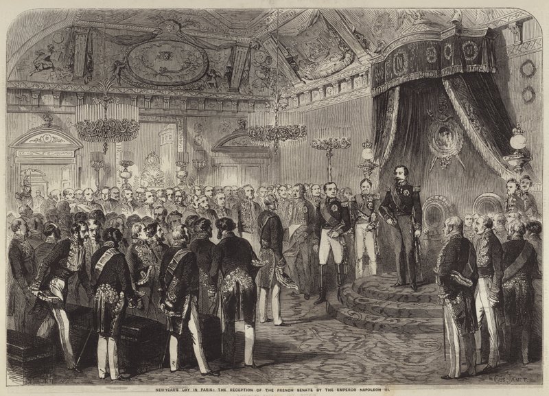 Nový rok v Paříži, přijetí francouzského senátu císařem Napoleonem III od Gustave Janet