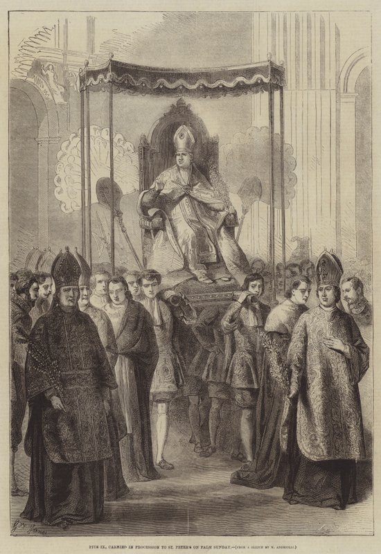 Pius IX. nesl na Květnou neděli procesí do svatého Petra od Gustave Janet
