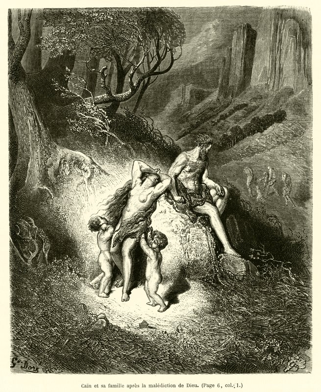 Kain a jeho rodina po Božím prokletí od Gustave after Dore