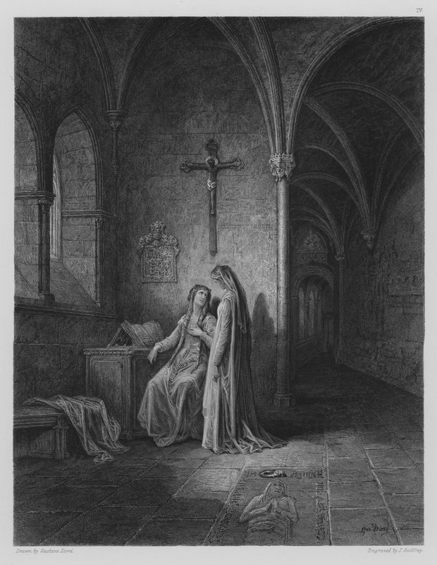 Klášterní scéna od Gustave after Dore
