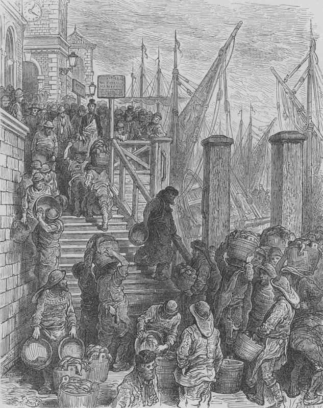 Přistání Ryb U Billings-Gate od Gustave after Dore