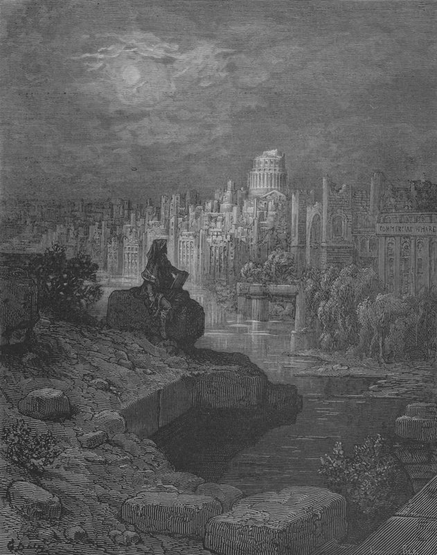 Cestovatelé Seděli Na Ruinách U Temže od Gustave after Dore
