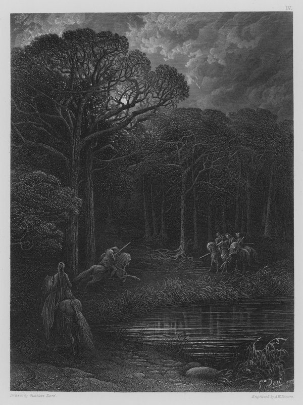 Geraint útočí na Bandity od Gustave after Dore
