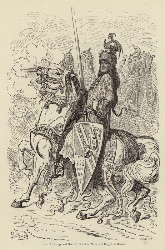 Jako poslední se objevil Roland, Count of Mans a Knight of Blaives od Gustave after Dore