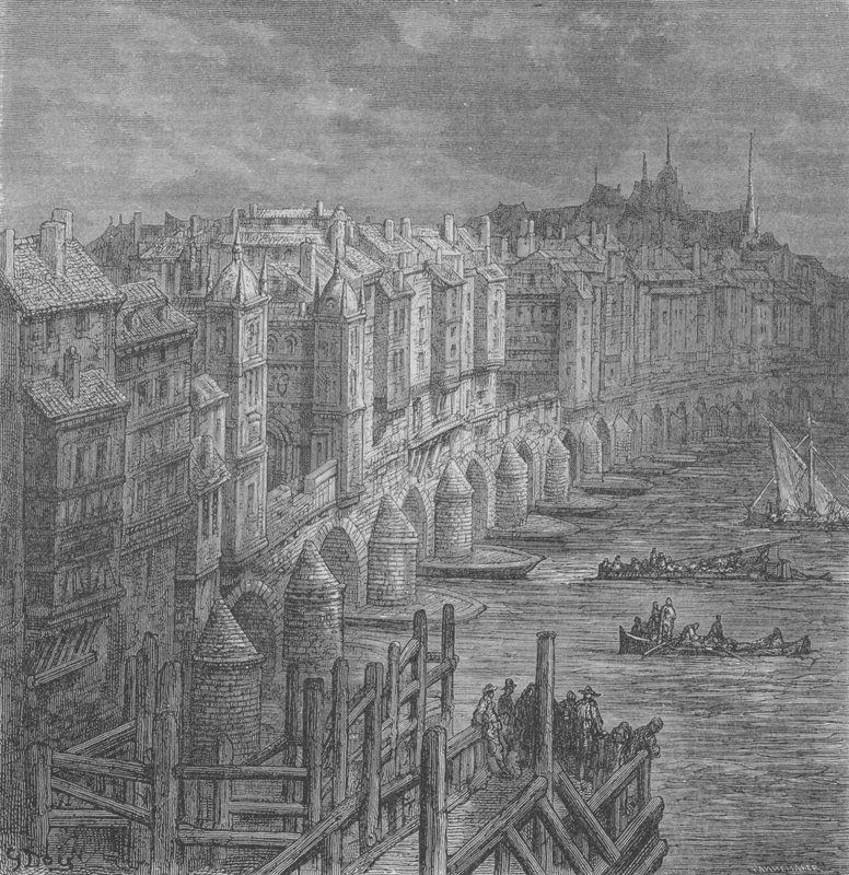 London Bridge v roce 1694 od Gustave after Dore
