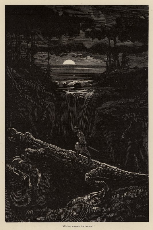 Mitaine překračuje potok od Gustave after Dore