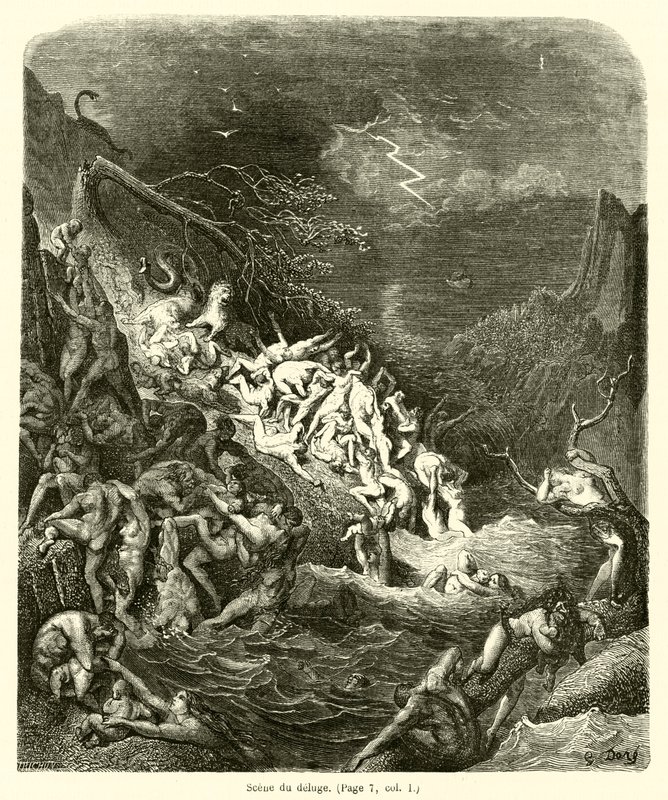 Scéna potopy od Gustave after Dore