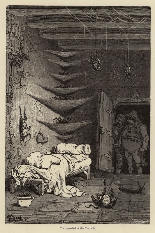 Náhradní lůžko v hotelu Crocodile od Gustave after Dore