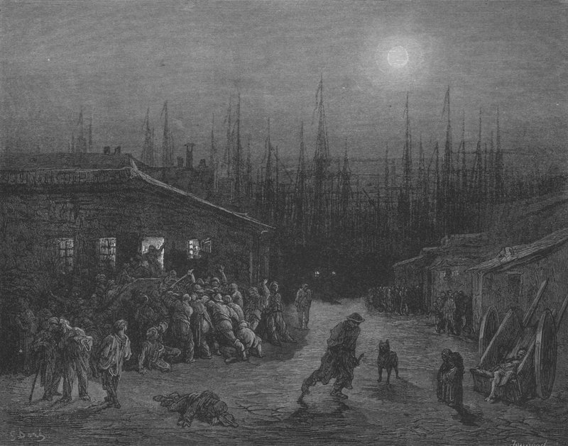 Vřava, V Noci, V Docích od Gustave after Dore