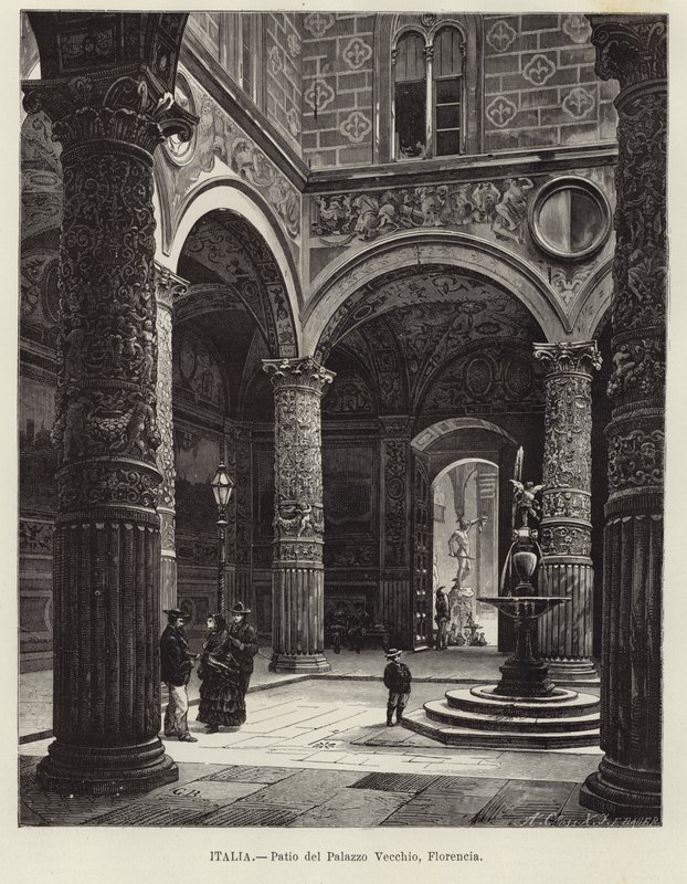 Itálie - nádvoří Palazzo Vecchio, Florencie od Gustave Bauernfeind