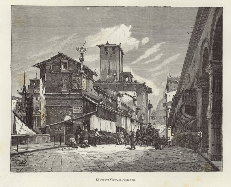 Ponte Vecchio ve Florencii od Gustave Bauernfeind
