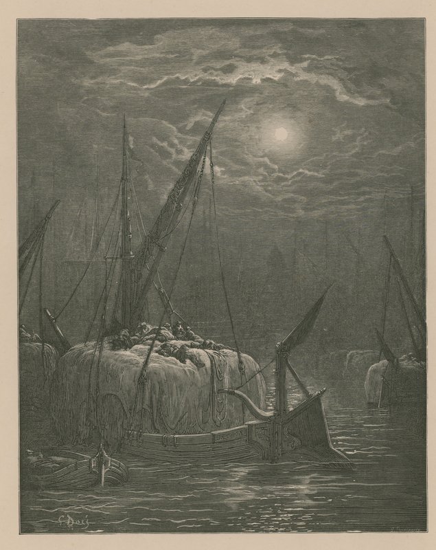 Lodě na Temži od Gustave Dore