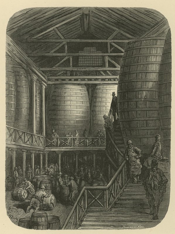 Pracovníci pivovaru ve skladu od Gustave Dore