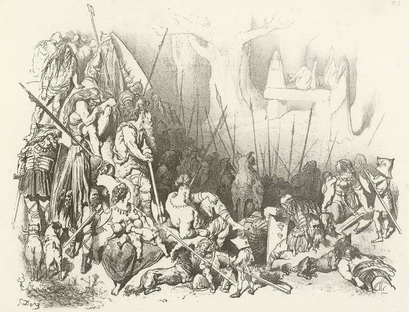 Uctívání druidů – lidská oběť (hlubotisk) od Gustave Dore