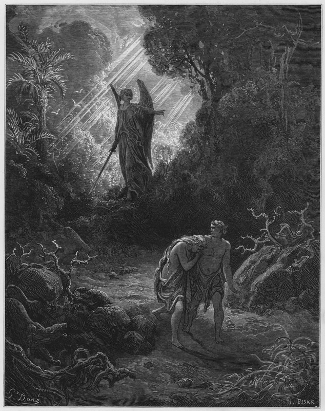 Gustave Dore Bible: Adam a Eva vyhnáni z Edenu od Gustave Dore