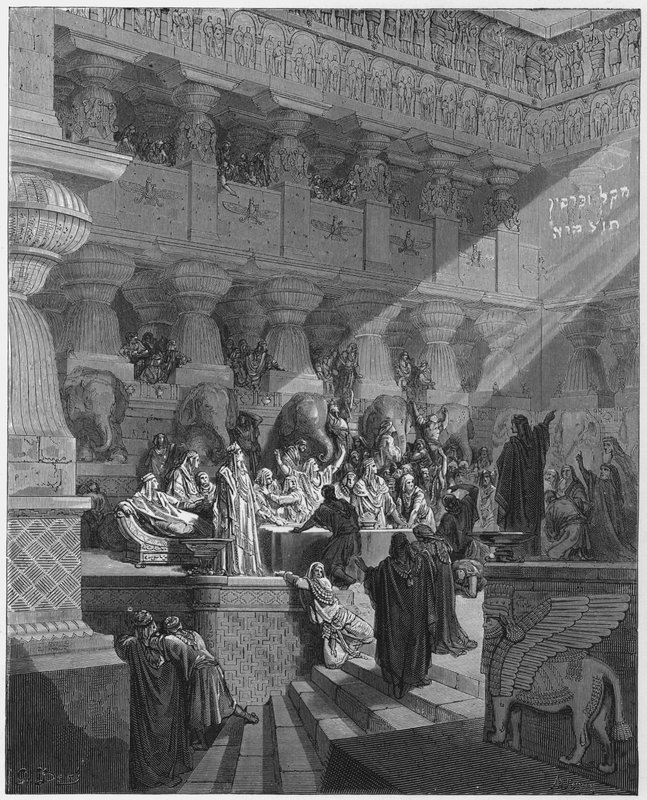 Gustave Dore Bible: Daniel vykládá nápis na zdi od Gustave Dore