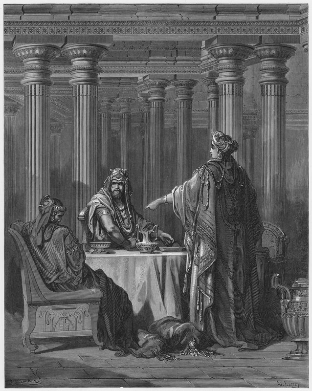 Gustave Dore Bible: Ester obviňuje Hamana od Gustave Dore