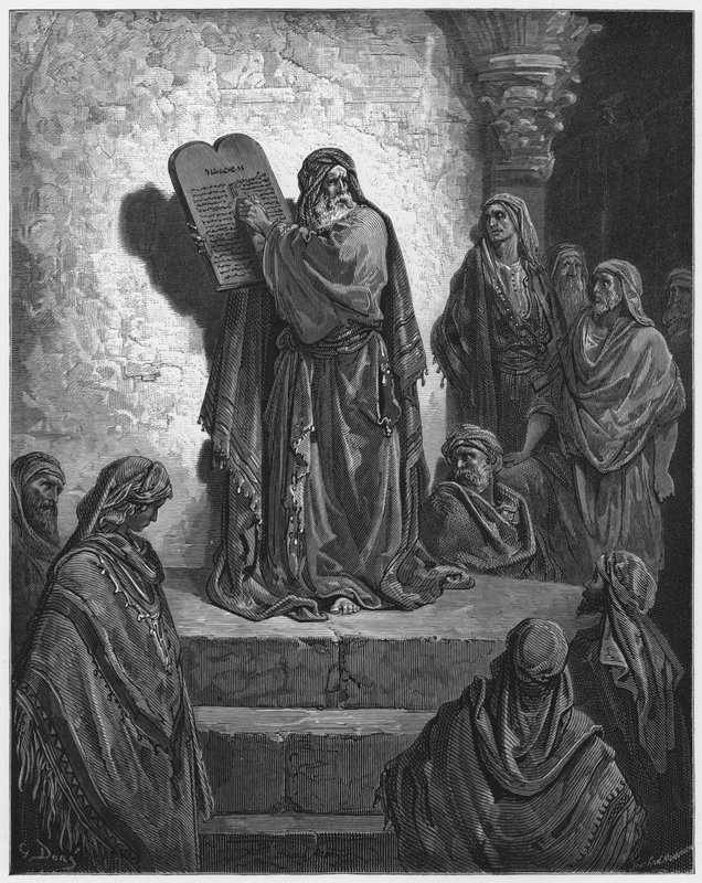 Gustave Dore Bible: Ezra čte zákon před lidmi od Gustave Dore