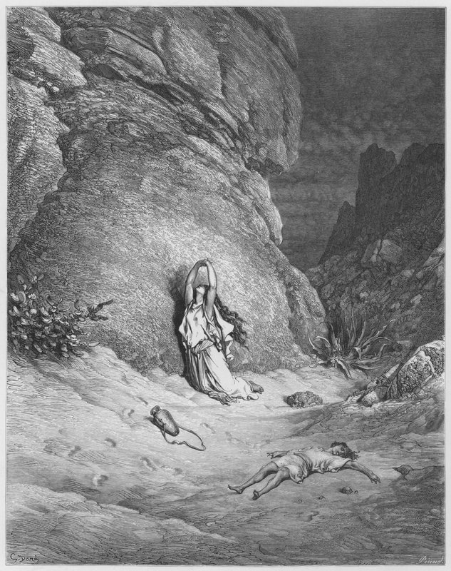 Gustave Dore Bible: Hagar a Ismael v poušti od Gustave Dore