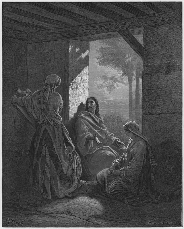 Gustave Dore Bible: Ježíš v domě Marty a Marie od Gustave Dore
