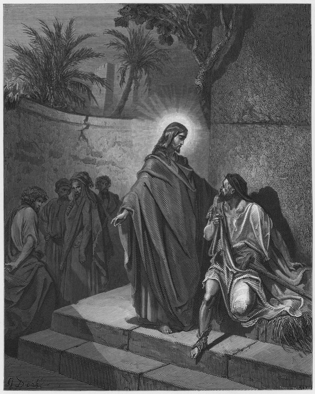 Gustave Dore Bible: Ježíš uzdravil ochrnutého muže od Gustave Dore