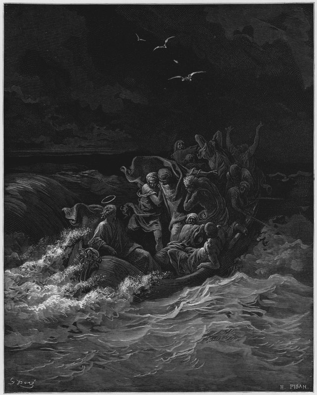 Gustave Dore Bible: Ježíš tiší bouři od Gustave Dore