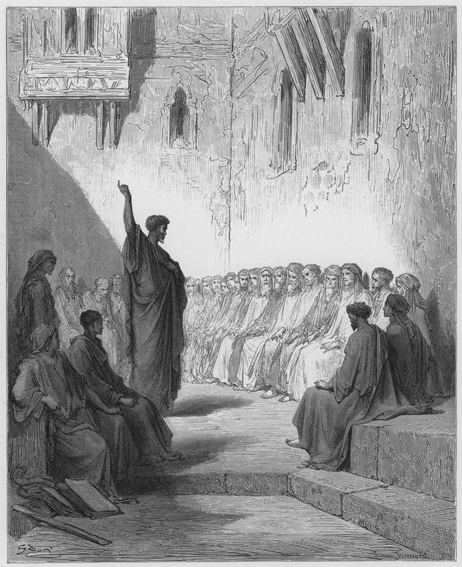 Gustave Dore Bible: S Paul káže Thessalonians od Gustave Dore