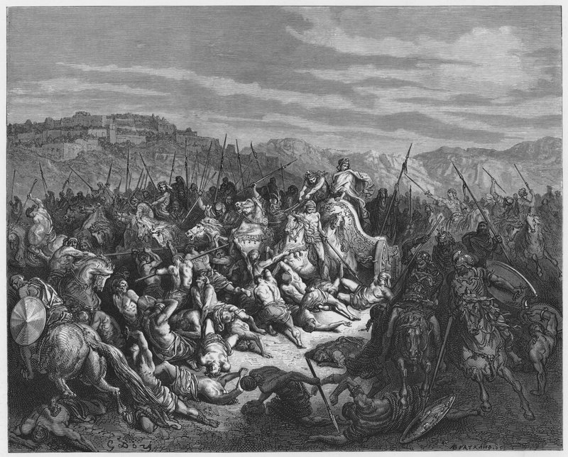 Gustave Dore Bible: Zabití Syřanů dětmi Izraele od Gustave Dore