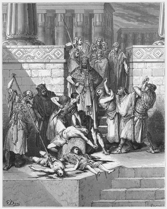Gustave Dore Bible: Zabití synů Sedekiášových před jejich otcem od Gustave Dore