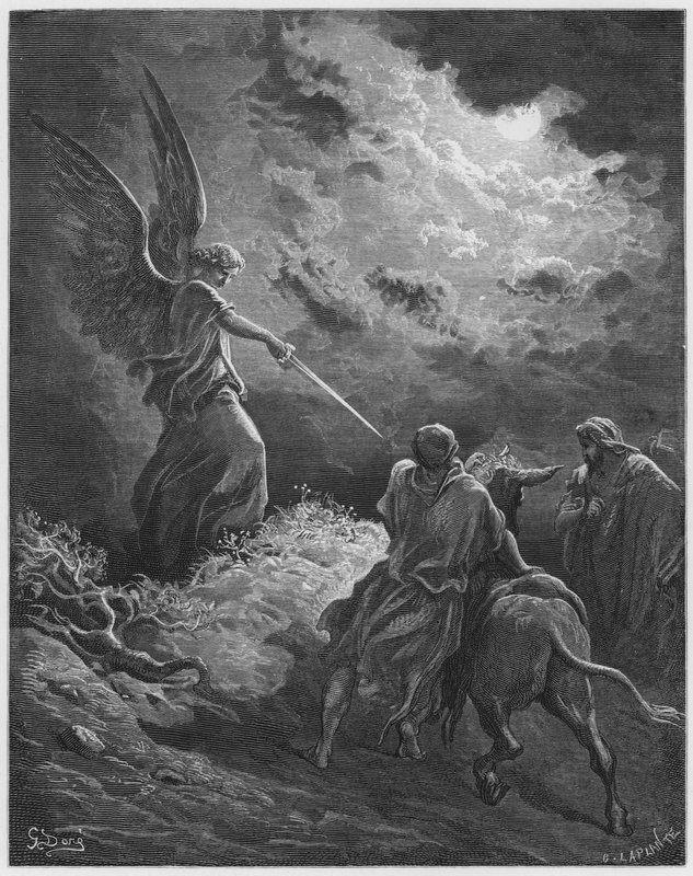 Gustave Dore Bible: Anděl zjevující se Balámovi od Gustave Dore