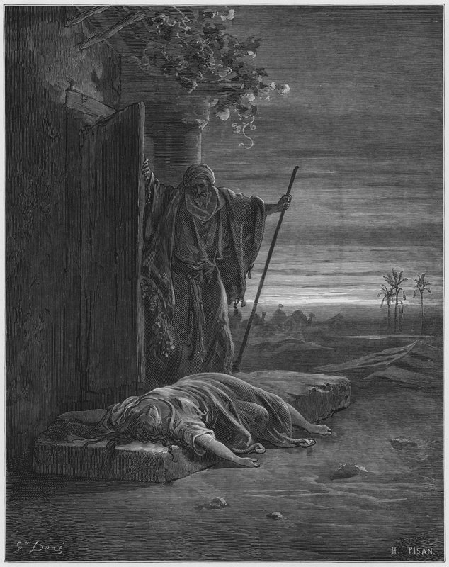Gustave Dore Bible: Levita nalézající mrtvolu ženy od Gustave Dore