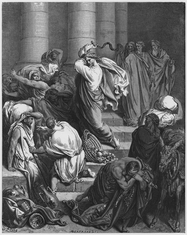 Gustave Dore Bible: Kupci a prodávající vyhnáni z chrámu od Gustave Dore