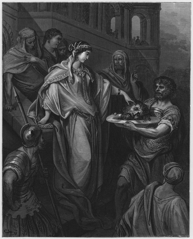 Gustave Dore Bible: Herodova dcera přijímající hlavu Jana Křtitele od Gustave Dore