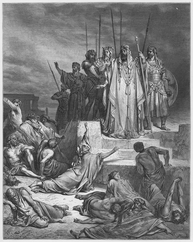 Bible Gustava Doreho: Hladomor v Samaří od Gustave Dore