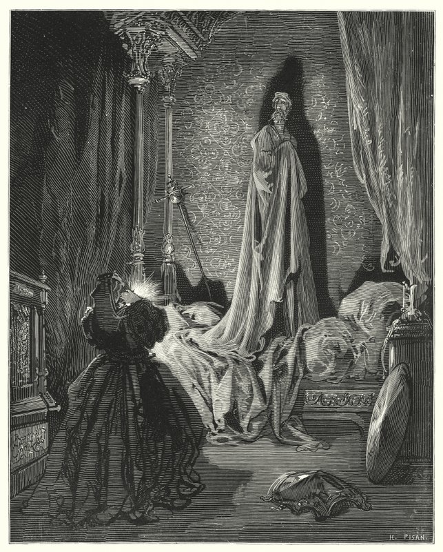 Don Quijote Gustava Dorea: "Požehnej mi!" zvolala: ‚Co je to?‘“ (rytina) od Gustave Dore