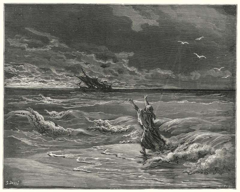 Don Quijote Gustava Dorea: „Vrať se, má drahá dcero, protože ti všechno odpouštím“ (rytina) od Gustave Dore