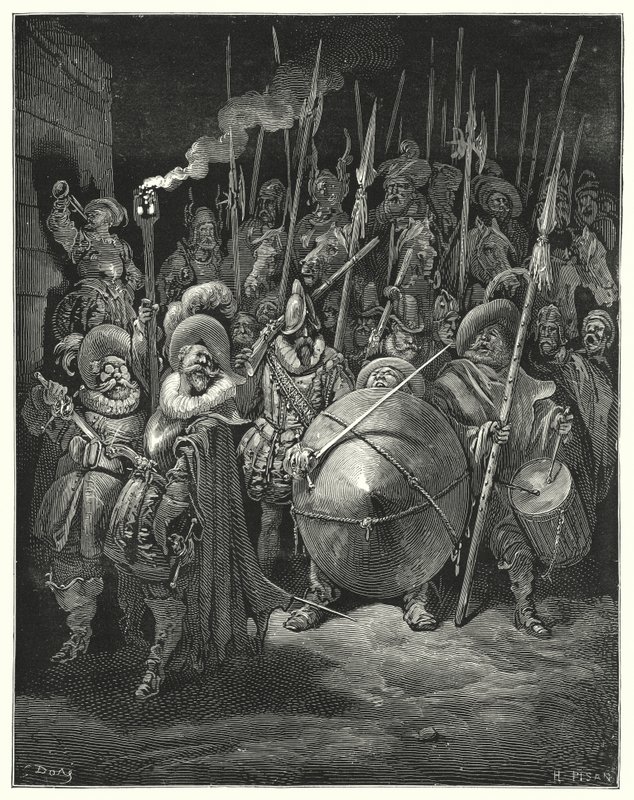 Don Quijote Gustava Dorea: ",March!" quoth Sancho, 