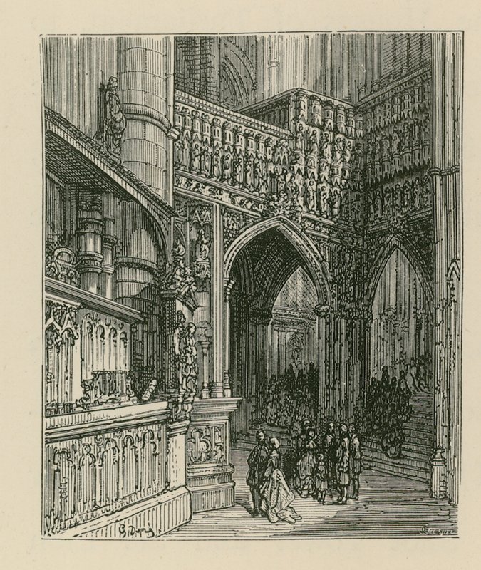 Interiér Westminsterského opatství od Gustave Dore
